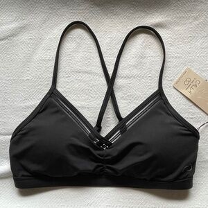 CALIA Ruched Trim Bikini Top in Black NWT Size S